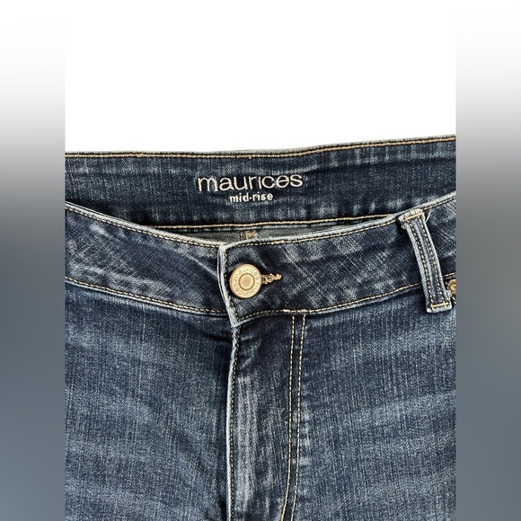 Maurice’s dark wash mid rise distressed jeans - Picture 2 of 5